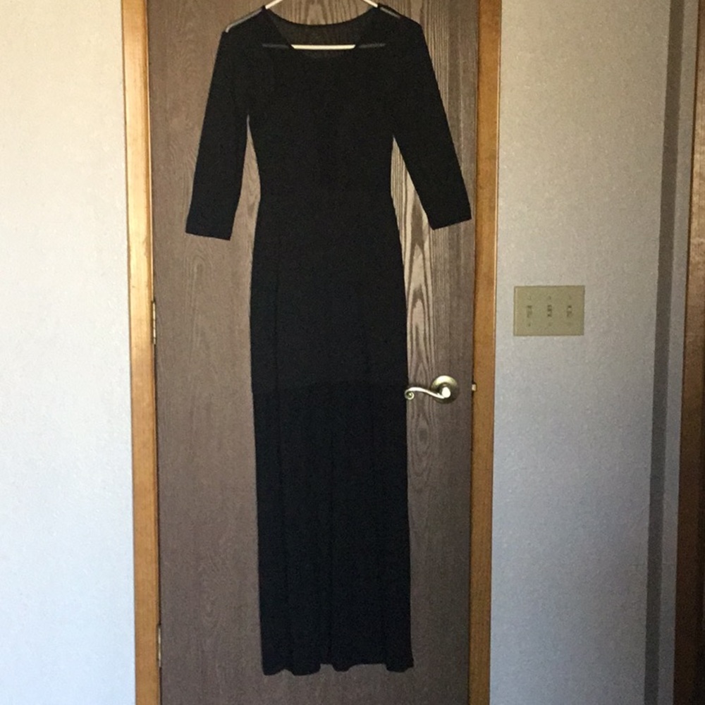- Nasty Gal scoop neck long sleeve bodycon maxi dress black Size small